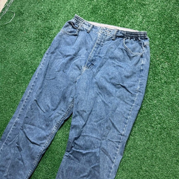 Lee Original Jeans Denim Pants Women's Size 14 M Medium Blue Elastic Waist - Picture 1 of 9